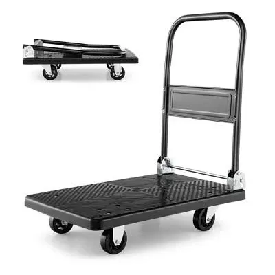 S AFSTAR Folding Platform Truck, Push Cart Dolly with 360° Swivel Wheels & 440lb Weight Capacity, Moving Hand Truck, Foldable Flatbed Cart, Push Cart Dolly for Loading and Easy Storage (28" x 19")