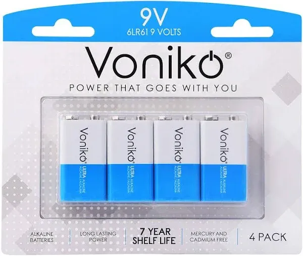 Voniko 9V Batteries - Alkaline 9V Battery 48 Pack - Ultra Long Lasting with a 7 - Year Shelf Life