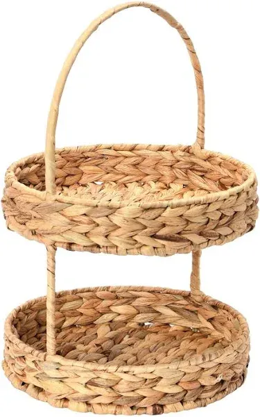 Household Essentials Water Hyacinth 2-Tier Tray, Natural