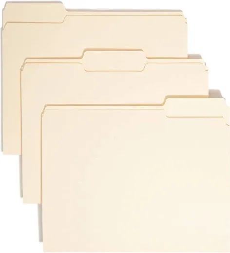 Smead File Folders 1/3 Cut Assorted 1-Ply Top Tab White