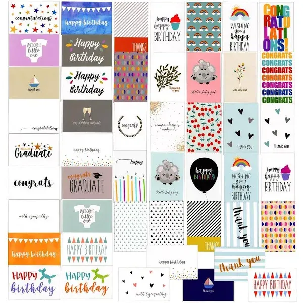 48 Pack Assorted Cards with Envelopes for All Occasions, 48 Unique Designs for Birthdays, Congratulations, Weddings (4x6 In)