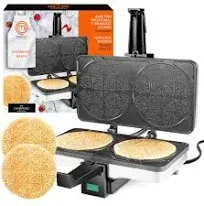 MasterChef Krumkake Baker-Make 2 Homemade Pizzelle Like Cookies, Great for Cannoli Filling & Waffle Cones, Fun Nonstick Electric Iron Press Kitchen Appliance-Home Made Treats Holiday Gift