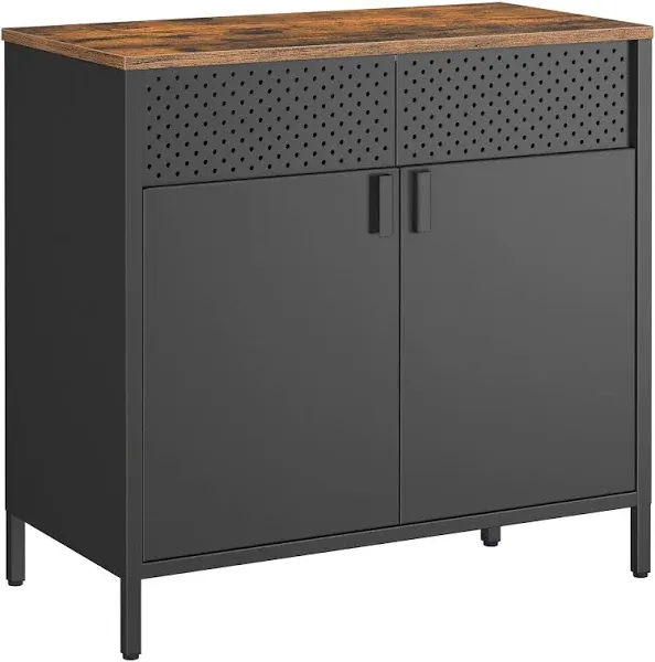 Songmics Storage Sideboard, Buffet Table with Adjustable Shelves, Floor Storage Cupboard, Steel Frame and