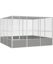 vidaXL Spacious Bird Cage - Galvanized Steel Construction, Large Access Gate, Safe and Secure Design for Birds - Durable, Gray Color