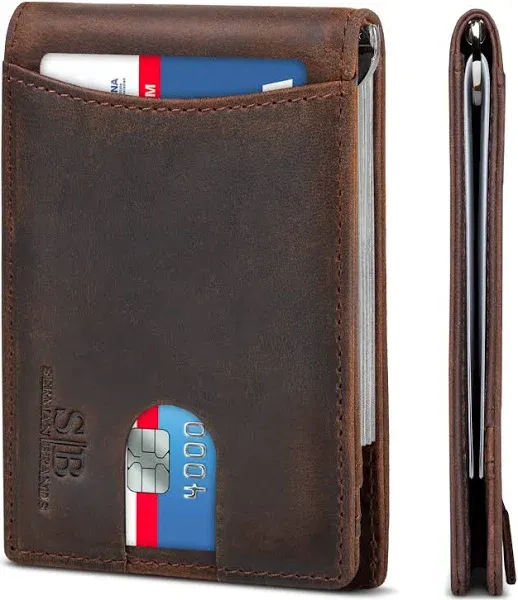 SERMAN BRANDS- RFID Blocking Genuine Leather Thin Minimalist Front Pocket Wallet