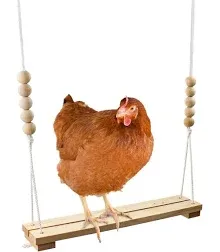 Chicken Swing Toy for Coop Handmade in USA!!! Natural Safe Wooden Accessories Large Durable Perch Ladder for Poultry Run Rooster Hens Chicks Pet Parrots Macaw Entertainment Stress Relief for Birds