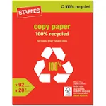 Staples Copy Paper, 100% Recycled, 8.5" x 11" - 500 Sheets