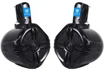 Pair Rockville RWB65B 6.5&#034; Black 2 Way 250 Watt Marine Wakeboard Tower Speakers