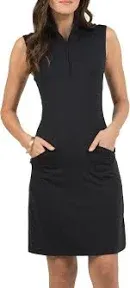 IBKUL Sun Protective UPF50+ Icefil Quick Dry Cooling Sleeveless Mock Neck Dress w Pockets 58000