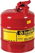 Justrite 7150100 Safety Can, 5 gal Capacity, Steel, Red