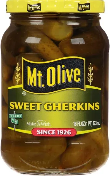 Mt. Olive Sweet Gherkins No Sugar Added Pickles, 16 fl oz