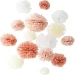 Vidal Crafts 20 Pcs Tissue Paper Pom Pom Decor dusty pink coral ivory white