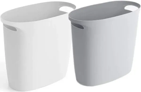 Small Trash Can Bathroom Wastebasket Garbage Can for Kitchen Office Bathroom Bedroom (White+Gray, 2.6 Gallon(2 Pack))