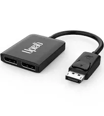 uptab DisplayPort to Dual DisplayPort Adapter 8K Multi Monitor Splitter, Converter Multi-Stream Transport (MST) Hub, DP to 2X DP