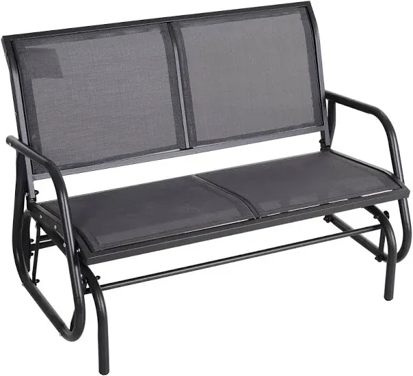 Outsunny 2-Person Outdoor Glider Bench Patio Double Swing Rocking Chair Loveseat w/Powder Coated Steel Frame for Backyard Garden Porch