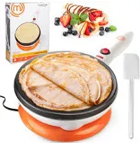 MasterChef Cordless Crepe Maker with Non-stick Dipping Plate plus Electric Base and Spatula, Recipe Guide Included, Fun Baking Gift