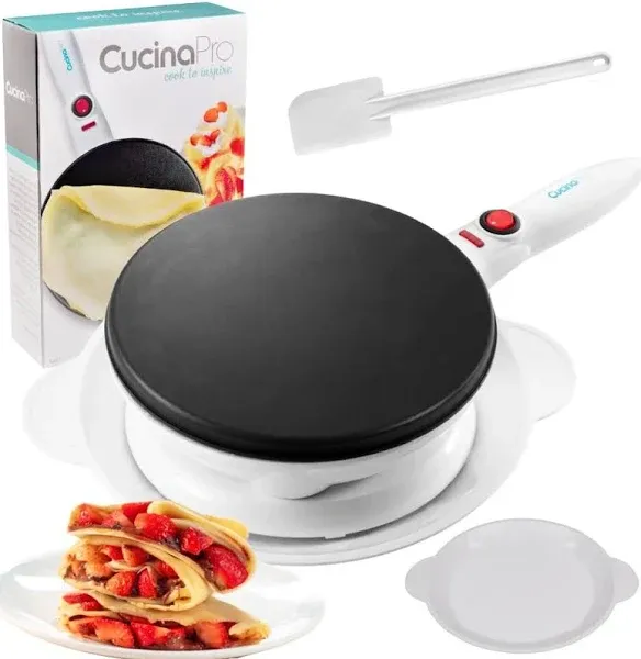 CucinaPro Cordless Crepe Maker with Recipe Guide, Non-Stick Dipping Plate