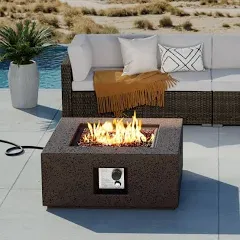 COSIEST Outdoor Square Propane Fire Pit Table