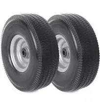 2 Pack Tire Wheels 4.10/3.50-4 Solid 10” PU Run Flat Free Tubeless