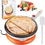 SCS Direct MasterChef Cordless Crepe Maker with Non-Stick Dipping Plate Plus Electric Base and Spatula, Recipe Guide Included, Fun Baking Gift