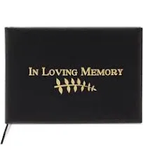 Paper Junkie Black Funeral Guest Book for Memorial Service with 130 Pages, Go...