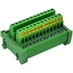 DIN Rail Mount 24A/400V 12 Position Screw Terminal Block Distribution Module