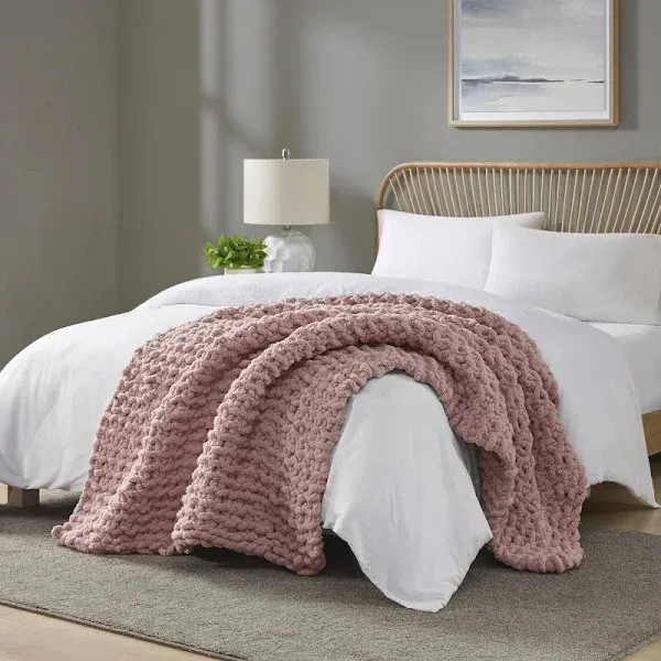 Madison Park Chenille Chunky Knit Throw