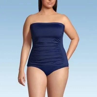 Lands' End Women's Plus Size Chlorine Resistant Bandeau Tankini Swimsuit Top