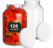 stock your home 128 Oz Glass Jar with Plastic Airtight Lid