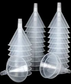 PLASTIC FUNNELS SET Wide Mouth Long Reaching Spout 30 Pcs 4.8 Inch HNBUN