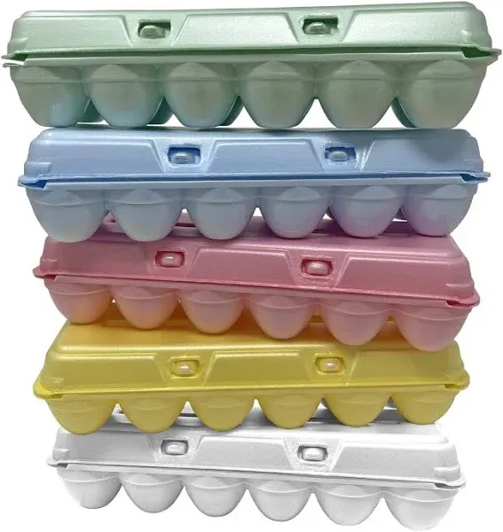 Cackle Hatchery Foam Egg Cartons for Chicken Eggs Holds 1 Dozen Eggs (Assorted, 50pk)