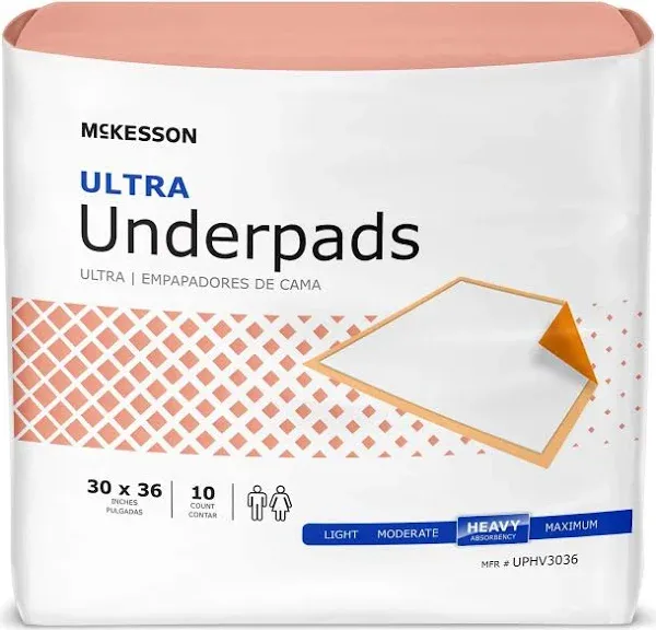 McKesson Adult Incontinence Ultra Underpads 30&#034;x36&#034;- Pack of 10