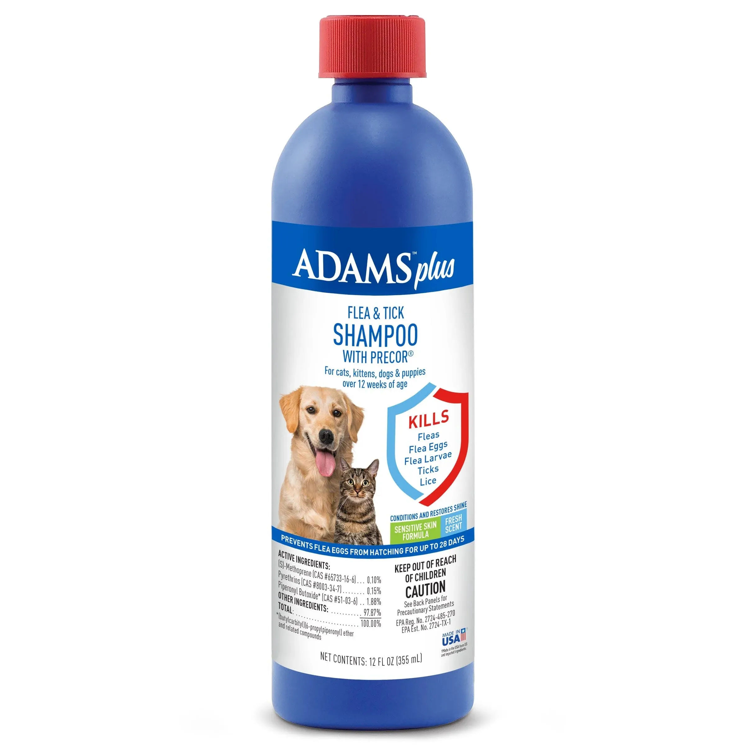 Adams Plus 12 oz Flea & Tick Shampoo with Precor