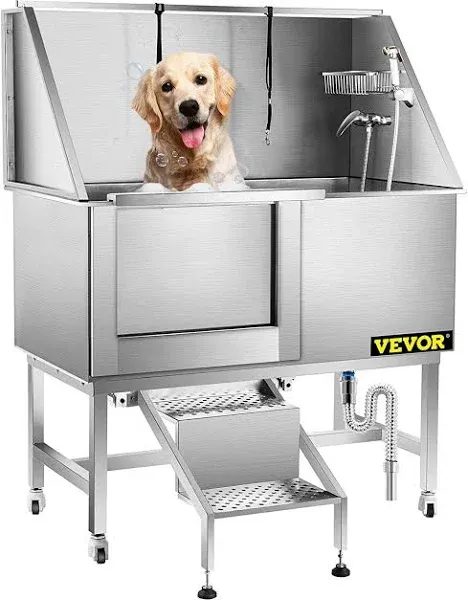 VEVOR Dog Grooming Tub Professional Stainless Steel Pet Dog Tub