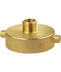 Fire Hydrant Hose Adapter, 1-1/2" NPT Female x 1-1/2" NST (NH) Male Hex Nipple Fire Hose Fittings, Brass Garden Hose Adapters Water Hose Connectors