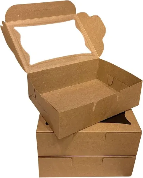 Kraft Paper Bakery Boxes 25pack Pastry Boxes With Window For Cookies Chocolate C