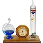 Analog Weather Station, with Galileo Thermometer, Glass Barometer, and Analog Hy