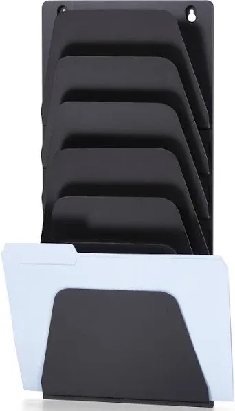 Officemate 21505 9.43&#034; x 2.88&#034; x 22.38&#034; 7 Sections Wall File Holder - Black New