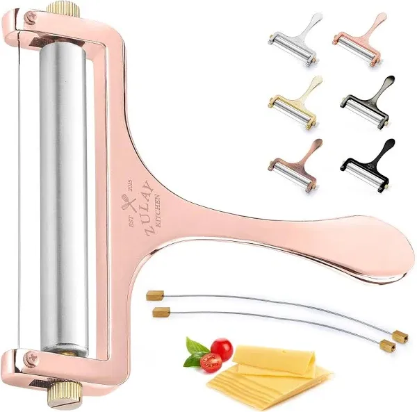 Zulay Kitchen Stainless Steel Wire Cheese Slicer - Adjustable Hand Held Cheese C