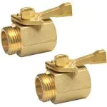 Hourleey Brass Garden Hose Shut Off Valve, 2 Pack with 2 Hose Washers Heavy Duty 3/4 inch Solid Brass Garden Hose Shut Off Valve with 2 Extra Rubber