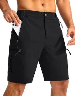 Pudolla Men's Hiking Cargo Shorts 9" Lightweight Outdoor Work Shorts for Men Travel Golf Camping Casual with 5 Zipper Pockets