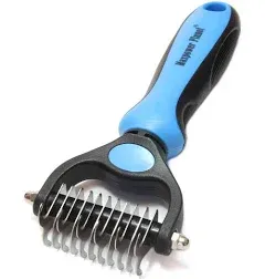 Maxpower Planet Pet Grooming Brush - Double Sided Undercoat Rake for Dogs and Cats, Extra Wide, Reduce Shedding by 95%, Grey