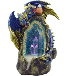 Blue Dragon LED Crystal Geode Incense Backflow Burner