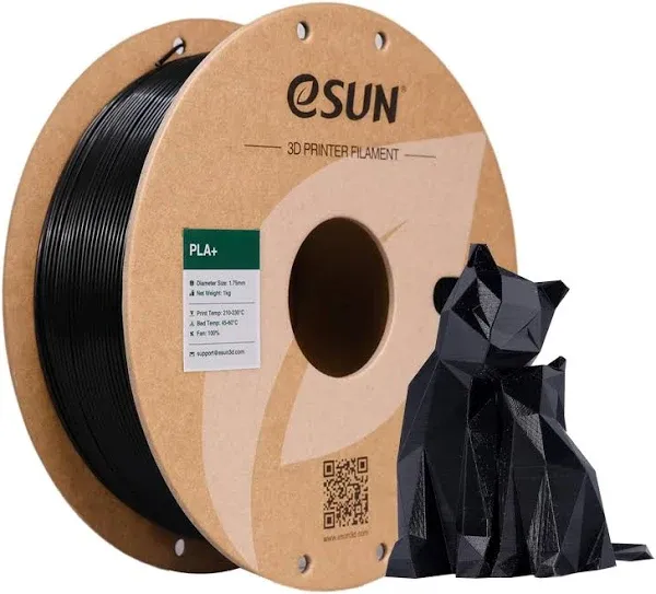 eSUN PLA+ Filament 1.75mm, 3D Printer Filament PLA Plus, Dimensional Accuracy +/- 0.03mm, 1KG Spool (2.2 LBS) 3D Printing Filament for 3D Printers, Black