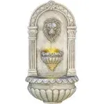 Alpine Corporation 32" Classical Walled Fountain with Lion Head and LED Lights