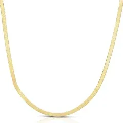 14K Yellow Solid Gold Imperial Herringbone Chain Necklace