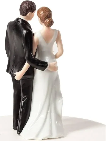 Funny Tender Touch Bride and Groom Funny Wedding Cake Topper Figurine - Custom Painted Hair Color Available