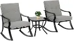 Outdoor furniture 3-piece set,Rocking chair and glass countertop table