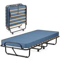 Costway Portable Folding Bed with Foam Mattress and Sturdy Metal Frame