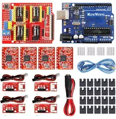 KeeYees Professional 3D Printer CNC Kit with E-Tutorial - CNC Shield Expansion Board V3.0 Board A4988 Stepper Motor Driver DC Power Cable Mechanical Switch Endstop with Jumper caps